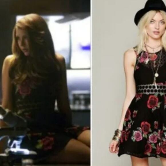 Free People Rose Size 4 Black Floral Mini Dress - Picture 11 of 13